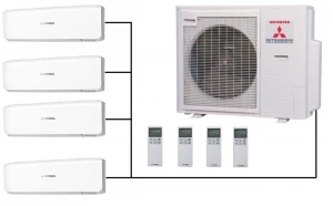 Mitsubishi SCM80ZS-W Outdoor Unit - 4 Indoor Wall Units 1 Mitsubishi SCM80ZS-W Outdoor Unit - 4 Indoor Wall Units